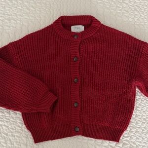 Zara Kids Deep Red Sweater Cardigan